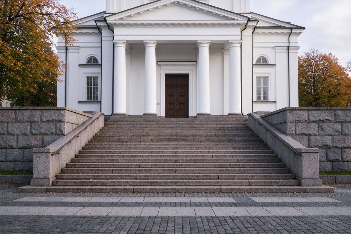 Church square granite steps